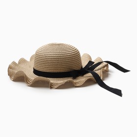Шляпа для девочки с бантом MINAKU, р-р 52, цв.бежевый