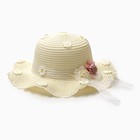 Шляпа для девочки "Цветочек" MINAKU, р-р 52, цв.молочный - фото 25449067