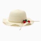 Шляпа для девочки "Ягодка" MINAKU, р-р 52, цв.молочный - фото 25449072