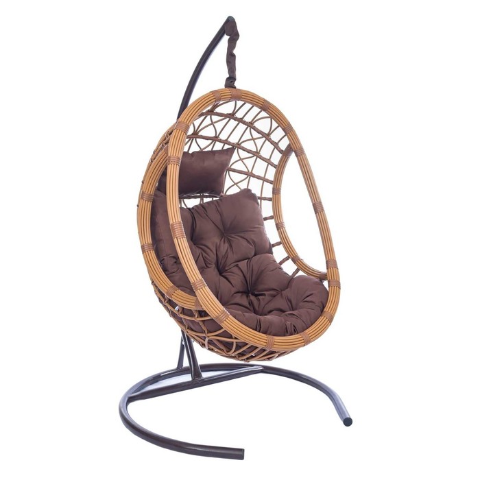 Подвесное кресло SAVIRA коричневая подушка, Чаша: 120 х 90 х 65 см, Стойка: 186 х 108 см - фото 1909555855