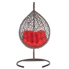 Подвесное кресло VALENCIA коричневое, красная подушка, Чаша: 120 х 100 х 80 см; Стойка: 186 х 108 см - фото 298824335