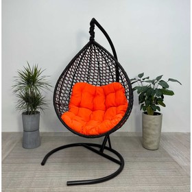 Подвесное кресло Montblanc черное, красная подушка, Чаша: 120 х 100 х 80 см, стойка: 186 х 108 см