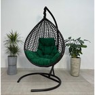 Подвесное кресло Montblanc черное, зеленая подушка, Чаша: 120 х 100 х 80 см, стойка: 186 х 108 см - фото 299419273