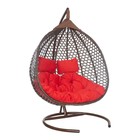 Подвесное кресло ФИДЖИ коричневое, красная подушка, Чаша: 125 х 125 х 80 см, стойка: 195 х 108 см - Фото 1