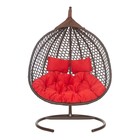 Подвесное кресло ФИДЖИ коричневое, красная подушка, Чаша: 125 х 125 х 80 см, стойка: 195 х 108 см - Фото 3