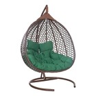Подвесное кресло ФИДЖИ коричневое, зеленая подушка, Чаша: 125 х 125 х 80 см, стойка: 195 х 108 см - Фото 2