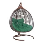Подвесное кресло ФИДЖИ коричневое, зеленая подушка, Чаша: 125 х 125 х 80 см, стойка: 195 х 108 см - Фото 4