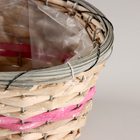 Кашпо плетеное овальное, 23x15хH12см, натуральный/розовый - Фото 2