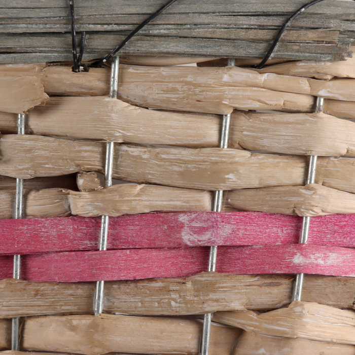Кашпо плетеное овальное, 23x15хH12см, натуральный/розовый