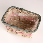 Кашпо плетеное, прямоугольное, 23x15хH12см, натуральный/розовый - фото 9620593