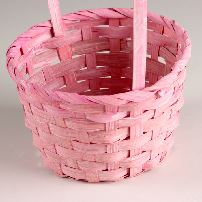 Корзина плетеная, D15х9хH31см, розовый, бамбук