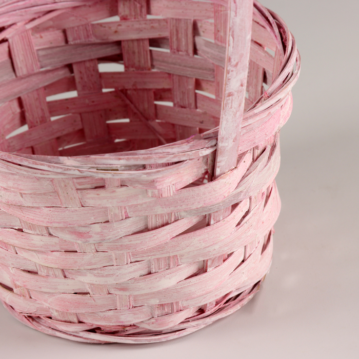 Корзина плетеная, D16х10хH32см, розовый, бамбук