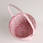 Корзина плетеная, D16х10хH32см, розовый, бамбук - фото 9620678