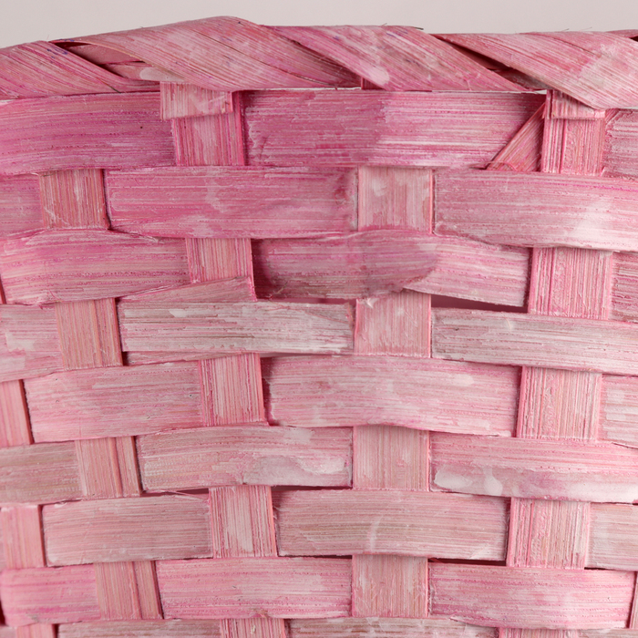 Корзина плетеная, D20х10хH33см, розовый, бамбук