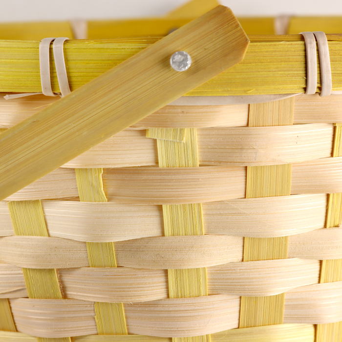 Корзина плетеная, D21хH24 см, желтый, бамбук