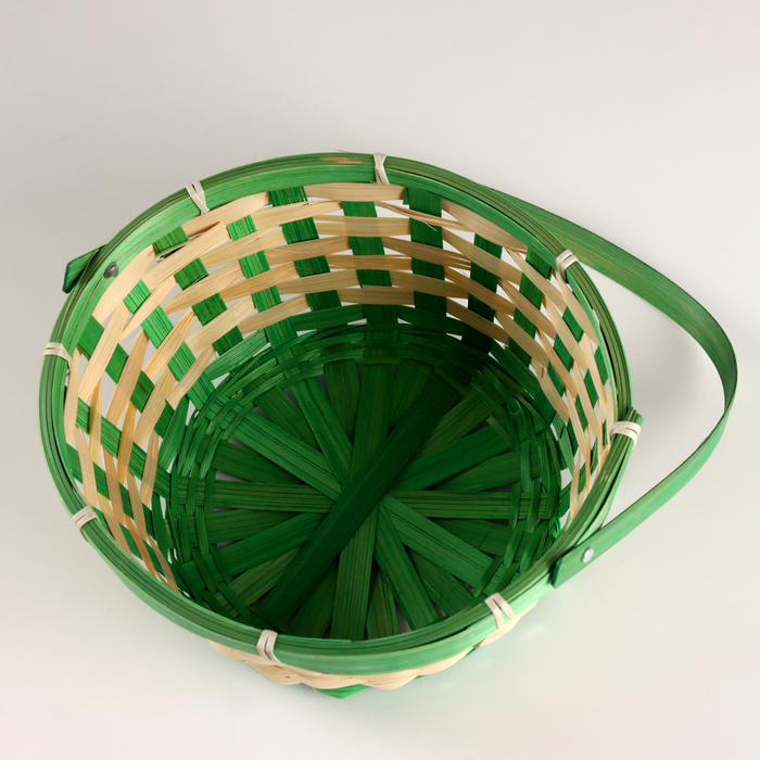 Корзина плетеная, D21хH24 см, зеленый, бамбук