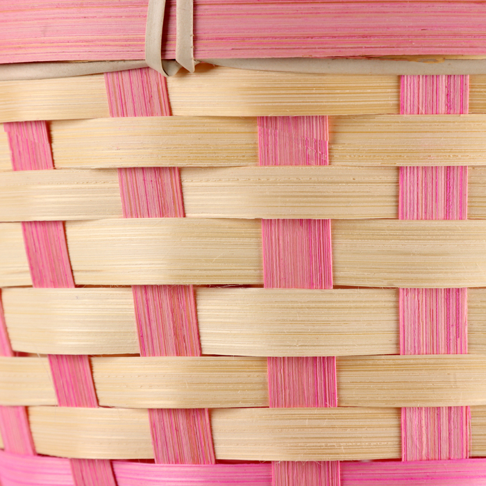 Корзина плетеная, D21хH24 см, розовый, бамбук