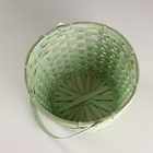 Корзина плетеная, D28х15хH31,5см, зеленый, бамбук - фото 23825331