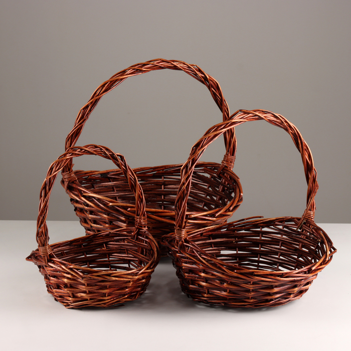 

Набор корзин из 3 шт, 37x34x14,5/12xH34 см, коричневый, ива