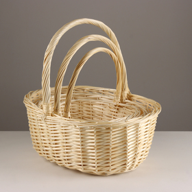 Набор корзин из 3 шт, 43x37x17xH40см, белый, ива