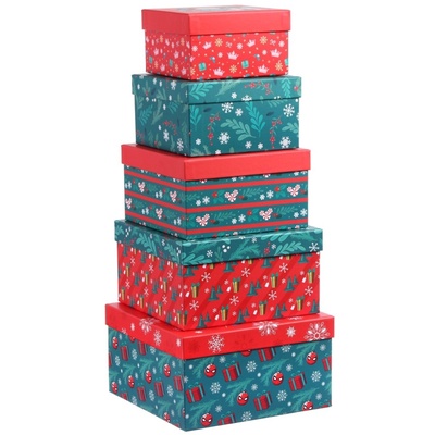 Набор коробок подарочных 5 в 1 «С Новым Годом!», 14×14×8.5 - 22×22×12.5 см