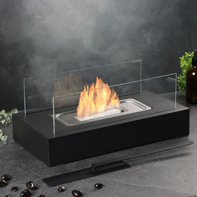 Биокамин настольный, 35×18×15 см, с пламегасителем, чёрный
