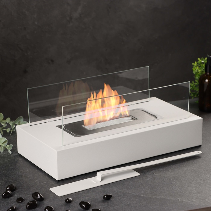 Биокамин настольный 35×18×15 см, с пламегасителем, белый - Фото 1