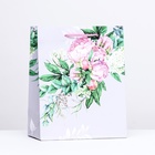 Пакет подарочный "Цветочное настроение", серый, 18 х 22,3 х 10 см - фото 321178717