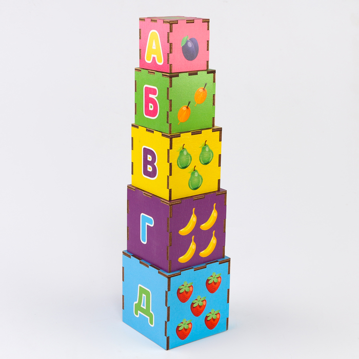 Кубик-пирамидка Лунтик 5 кубиков в наборе, изучаем цвета и счёт - фото 1906643960