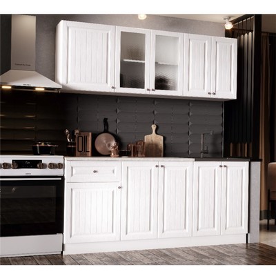 Кухонный гарнитур прямой «Хозяюшка», с столешницей, 1800 мм, цвет акация белая