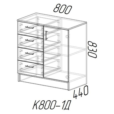 Комод для хранения «Эра. К800 – 1Д», 800×830×440 мм, цвет белый