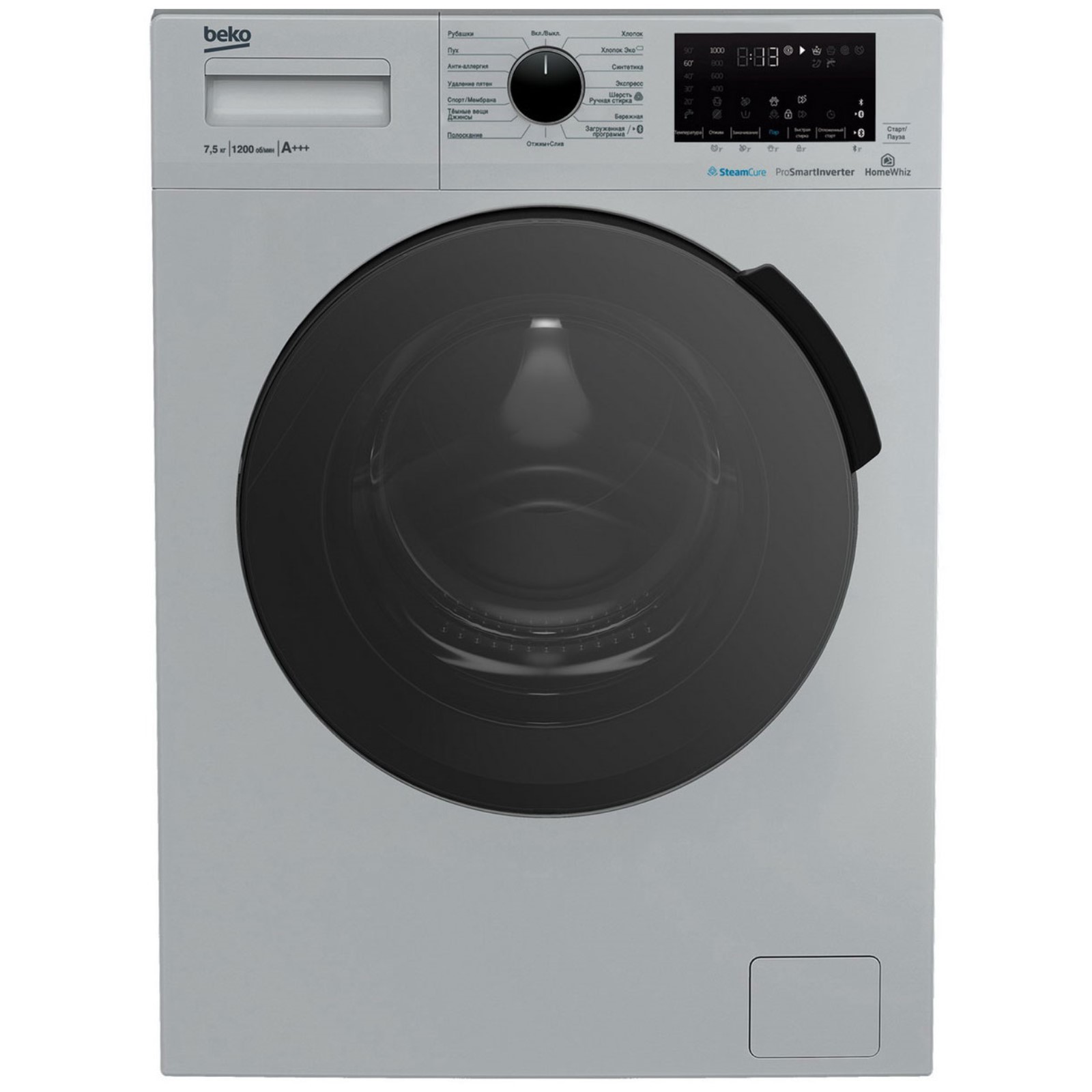 Стиральная машина Beko WSPE7H616S, класс А, 1200 об/мин, до 7.5 кг, с ...