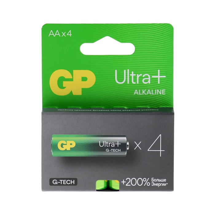 Батарейка алкалиновая GP Ultra Plus Alkaline, AA, LR6-4BL, 1.5В, блистер, 4 шт - Фото 1