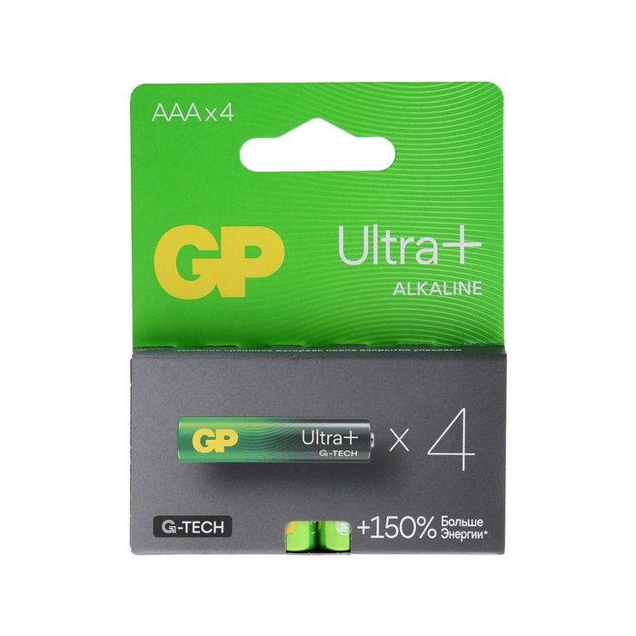 

Батарейка алкалиновая GP Ultra Plus Alkaline, AAA, LR03-4BL, 1.5В, блистер, 4 шт