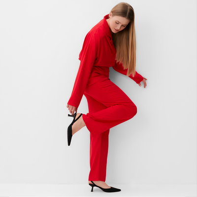 Костюм женский (рубашка, брюки) MINAKU: Casual Collection, размер 42, красный