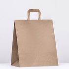 Пакет бумажный, плоская ручка крафт 32×20×37 см, 90 г/м² - Фото 2