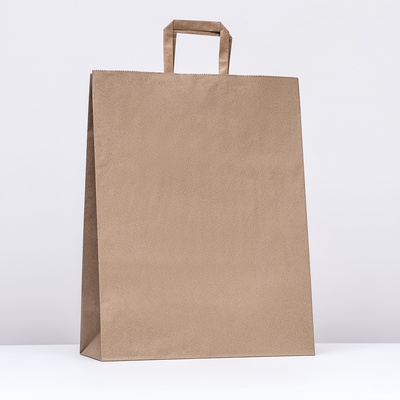 Пакет бумажный крафт, плоская ручка 35×15×45 см, 90 г/м²