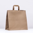 Пакет бумажный крафт, плоская ручка 32×18×32 см, 90 г/м² - Фото 2