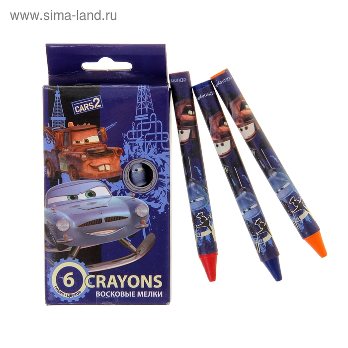 Мелки восковые 6 цветов Disney Тачки CRS2R-12S-2006B - Фото 1