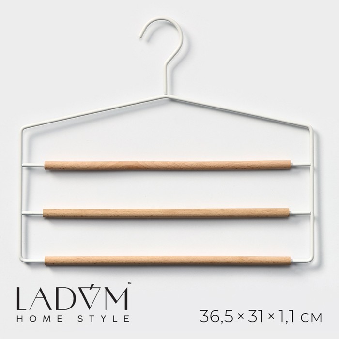 Вешалка оргазайзер для ремней и шарфов LaDо́m «Wood», 11,5×23,5×1,1 см, цвет белый