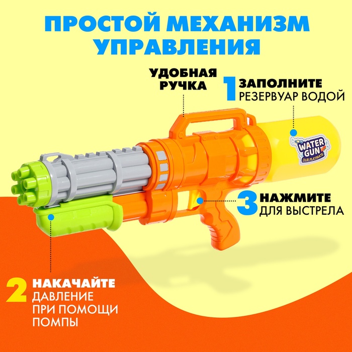 Водный пистолет «Энергетический разрушитель», с накачкой, 40 см., цвет МИКС - фото 1908088766
