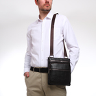 Сумка мужская на молнии Terra Dever, 2 кармана, длинный ремень, цвет коричневый - фото 23817517