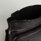 Сумка мужская на молнии, 2 кармана, длинный ремень, цвет коричневый - Фото 5