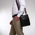 Сумка мужская на молнии, 2 кармана, длинный ремень, цвет коричневый - Фото 6