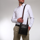 Сумка мужская на молнии, 2 кармана, длинный ремень, цвет коричневый - Фото 7