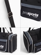 Сумка спортивная на молнии, 3 кармана, длинный ремень, чёрная/серая - Фото 4
