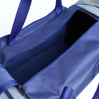 Сумка спортивная на молнии, 3 кармана, длинный ремень, цвет чёрный/синий - Фото 3