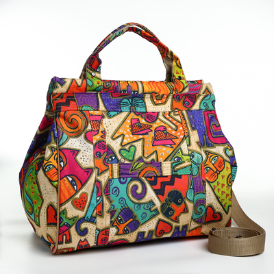 Сумка дорожная на молнии, наружный карман, длинный ремень, разноцветная