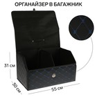 Органайзер кофр в багажник, 55 х 30 х 31 см, экокожа, черный-синий - фото 227508