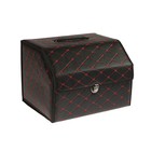 Органайзер кофр в багажник, 39 х 30 х 31 см, экокожа, черный-красный - фото 9345939